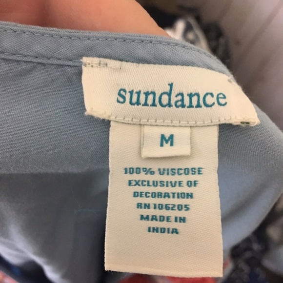 Sundance Blue Red Embroidered Floral Blouse Medium - Picture 5 of 5